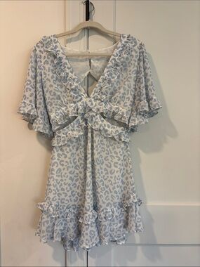 Light Blue and White Ruffle Sarah Dress